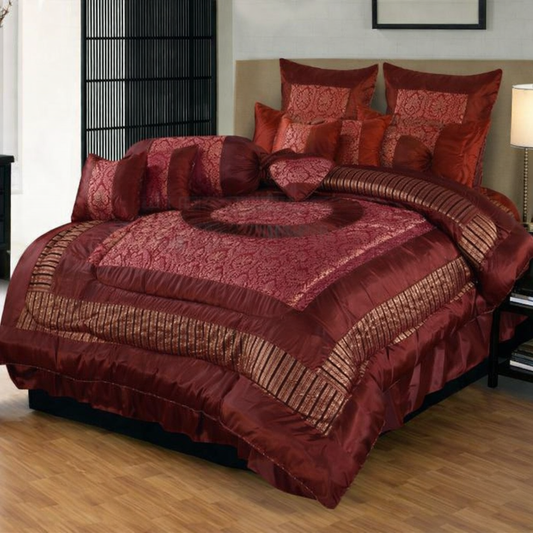 Luxury Bridal Bed Set 8 Pcs - Maroon