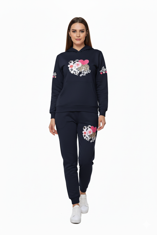 Premium Cotton FLEECE Ladies Winter Track Suit Black