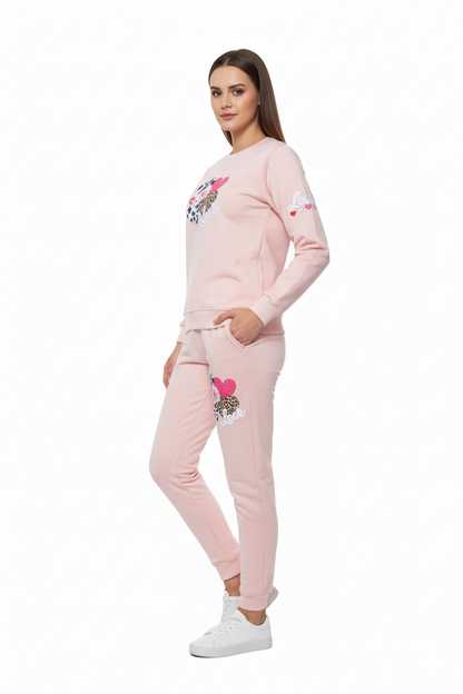 Premium Cotton FLEECE Ladies Winter Track Suit Tea Pink