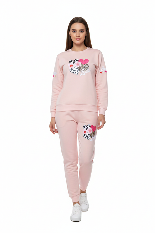 Premium Cotton FLEECE Ladies Winter Track Suit Tea Pink