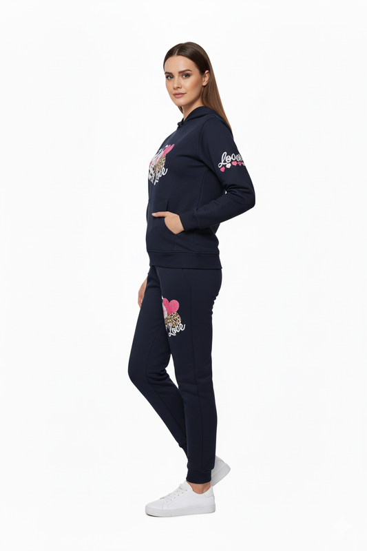 Premium Cotton FLEECE Ladies Winter Track Suit Black