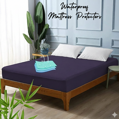 Premium Quality Waterproof Mattress Protector - Navy Blue