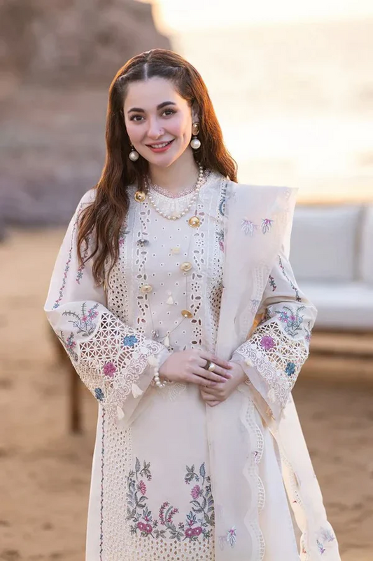 3PC Lawn Embroidered Shirt With Organza Embroidered Dupatta
